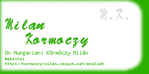 milan kormoczy business card