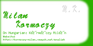 milan kormoczy business card